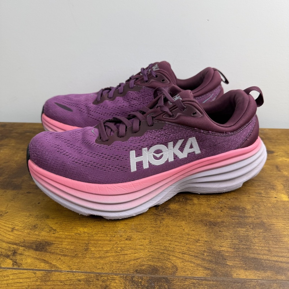 Hoka One One Bondi 8 Shoes Womens Size 9.5 Purple Running Cushioned 1127952 - Picture 2 of 13